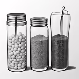 salt and pepper shakers on the ground, next to a jar with some pepper shakers in it