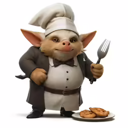 a cartoon pig in a chef outfit with cookies