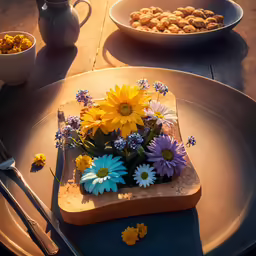 a piece of toast that has flowers in it