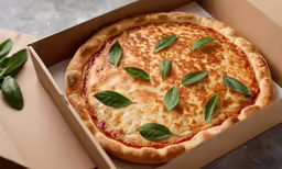 a pizza that is inside of a box