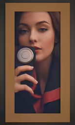a woman in black holding a camera taking a photo