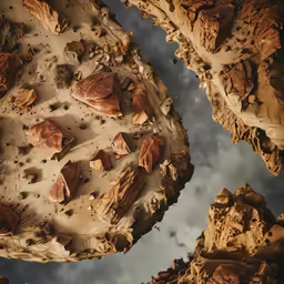 a group of small rocks surrounded by dirt