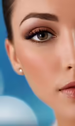 a woman has a nice makeup look with large eyelashes