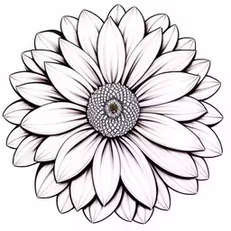 a flower with some details drawn in black and white,a drawing of a white flower with white petals