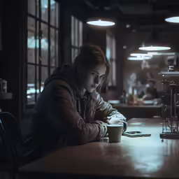 a woman sitting at a table using her laptop