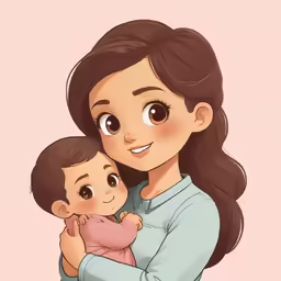 a woman holding a baby with the background of her face