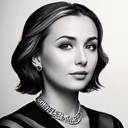 the model with the collar necklace has her hair in low waves