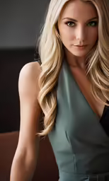 the beautiful blonde lady is posing for a picture