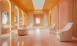this is an empty room that features large windows
