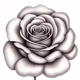 a black and white drawing of a rose,a large white rose with a white background,a large white rose is on the stem,a white rose on a white background,a close up of a large flower with a white background