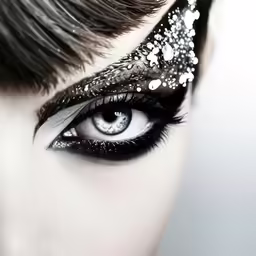 a close - up of a person with makeup and eyeliner