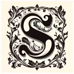 a letter s is a stylized design with swirly leaves
