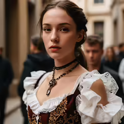 a young woman is dressed in renaissance clothing