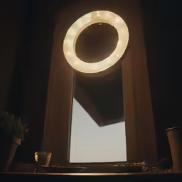 a light that is on in the dark by some lights