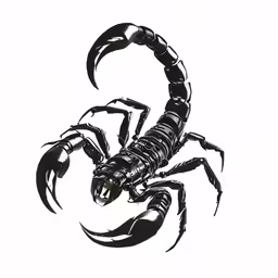 a black scorpion with an outline on the back
