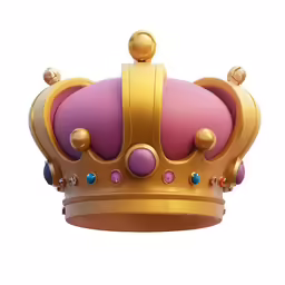 a gold and pink crown sitting in front of a white background