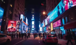 people crossing the street in the middle of the city