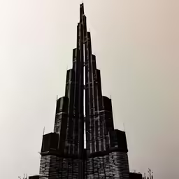 the very tall building is designed to look like it has been built