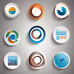 a variety of circles of different colors,various circles with different types and shapes on the top