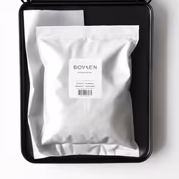 a bag with a zipper open sitting in front of it