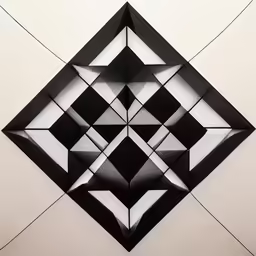 a square abstract art piece made with black squares