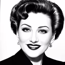 a woman with a black dress and white lipstick