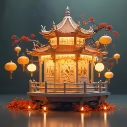 a chinese temple is seen on display
