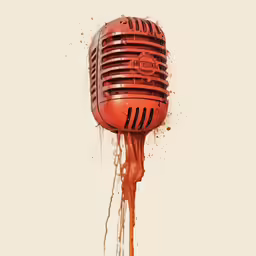 a close up of an orange microphone in a spray