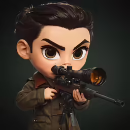 an image of a young child holding up a gun