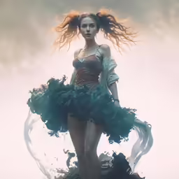 a woman is standing next to the water