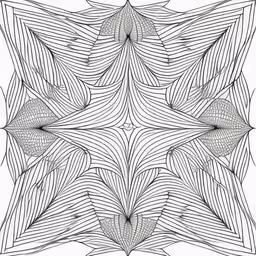 the image shows an intricate design made with lines,an abstract drawing that can be used to create designs or drawings,an abstract design that includes leaves and wavy lines,an intricately designed square, black and white picture,a black and white drawing of an intricate, stylized square design