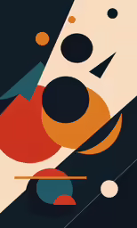 abstract illustration with black, orange, blue and green colors