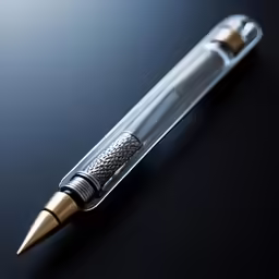an elegant fountain pen is displayed on a black surface