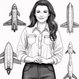 an image of a girl with several planes