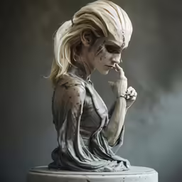 a woman sitting on top of a white table