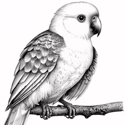 the image shows an ornate white bird perched on a branch