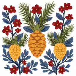 an embroidery pattern with pineapples and flowers