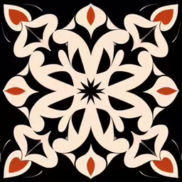 this pattern is done using the shape and color of leaves,an abstract design with orange and white leaves
