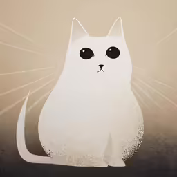 an image of a white cat with dark eyes