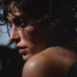 a very sexy looking woman with wet hair