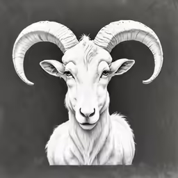 a black and white photo of a ram
