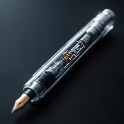 a pen that has a black barrel and yellow tips
