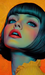a painting of a woman with her face half closed