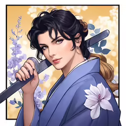 the woman is holding a sword in her hand
