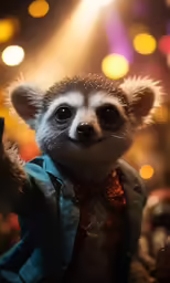 a stuffed animal wearing a suit and tie