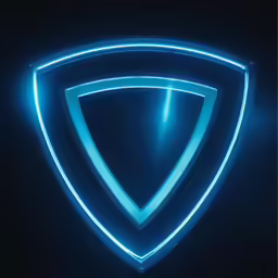 the illuminated shield logo is displayed in blue