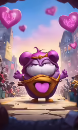 an animated character with big ears standing on the street