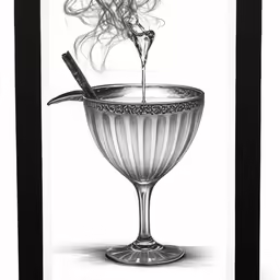 smoke coming out of a pipe into a cocktail glass