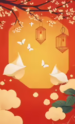 an illustration of paper birds flying near a bird feeder