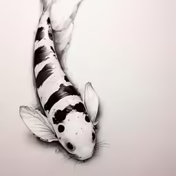 black and white komoi fish with black spots swimming in water